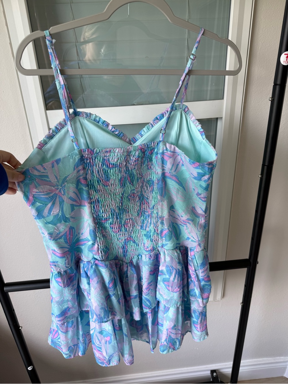 wild fable Mint Smocked Dress with Lavender & Pink Floral Trim - Picture 6 of 7